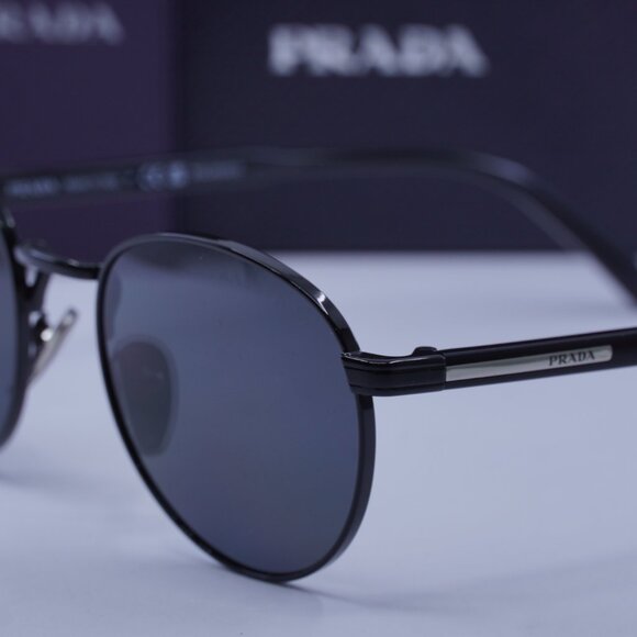 Prada PRB51S 1AB5Z1 Round Sunglasses – Black Polarized - www  display picture 3